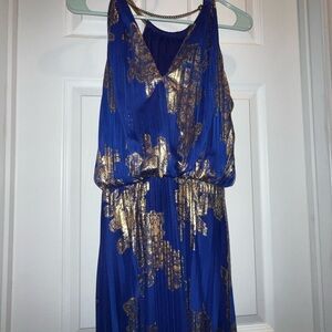 Royal blue and gold dress. Size 8 Petite